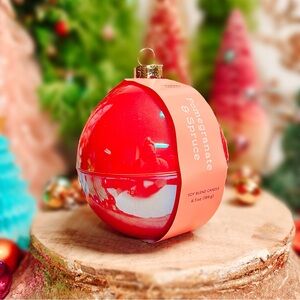 NEW Foundry Pomegranate & Spruce Reusable Glass Ornament Candle 6.5 OZ